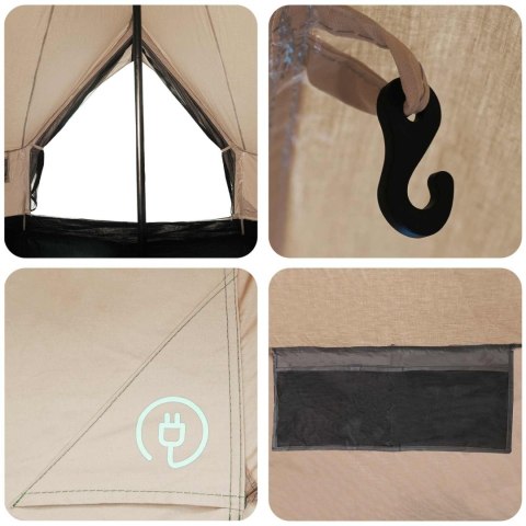 NAMIOT RODZINNY 10-OSOBOWY 500X500CM KREMOWY IDEALNY NA CAMPING I WYCIECZKI