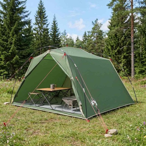 NAMIOT TUNELOWY ZIELONY 4-OSOBOWY POLYESTER 185T Z POWŁOKĄ PU