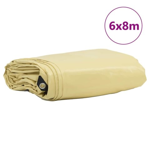 PLANDEKA 650G / M² BEŻOWY 6 X 8 M PŁÓTNO Z POWŁOKĄ PVC