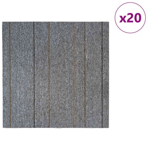 VidaXL Płytka dywanowa Jasnoszary w paski 50 x 50 cm 20 pcs PP i bitum