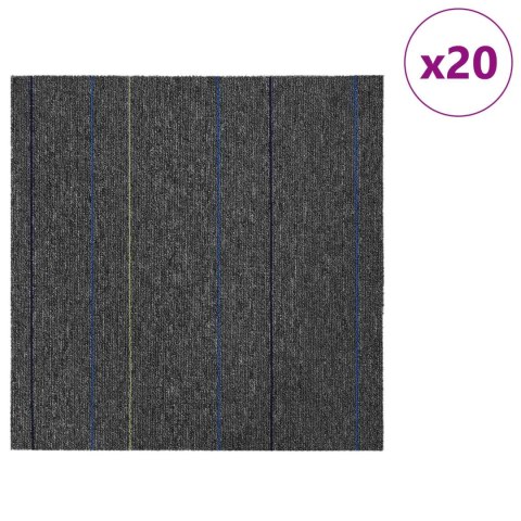 VidaXL Płytka dywanowa Średni Szary w Paski 50 x 50 cm 20 pcs
