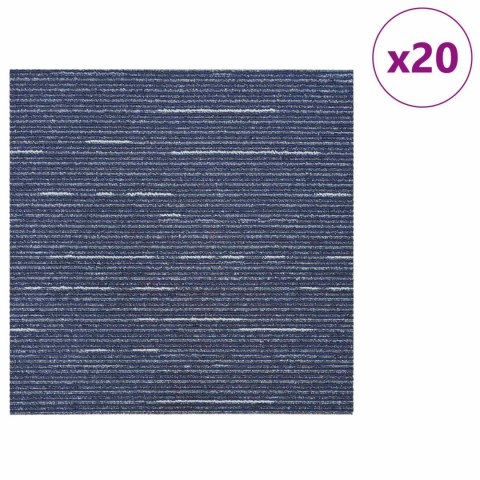 VidaXL Płytka dywanowa W paski niebieski 50 x 50 cm 20 pcs PP i bitum