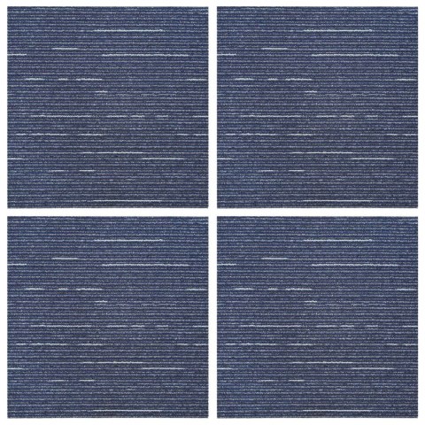 VidaXL Płytka dywanowa W paski niebieski 50 x 50 cm 4 pcs PP i bitum