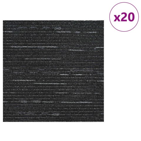 VidaXL Płytka dywanowa Wzorzysty Czarny 50 x 50 cm 20 pcs PP i bitum
