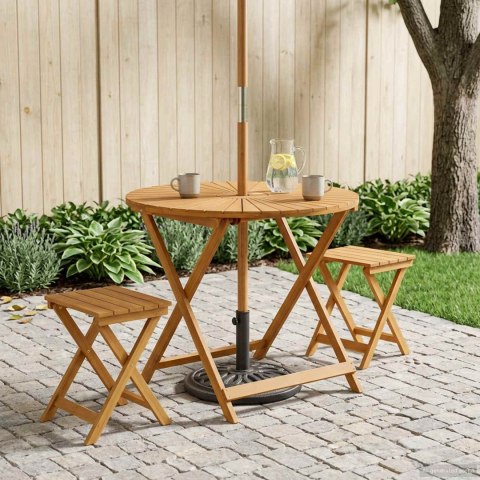 VidaXL Składany Stół Ogrodowy naturalny Ø90 x 75 cm Lite Drewno Akacji