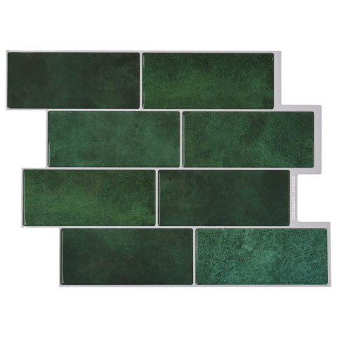 VidaXL Kafelka subway 10 pcs Ciemnozielony 29 x 21 cm Poliuretan i PET