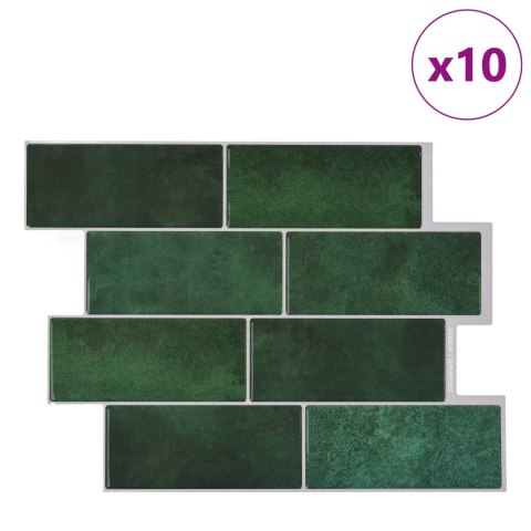 VidaXL Kafelka subway 10 pcs Ciemnozielony 29 x 21 cm Poliuretan i PET