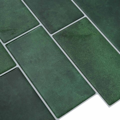 VidaXL Kafelka subway 10 pcs Ciemnozielony 29 x 21 cm Poliuretan i PET