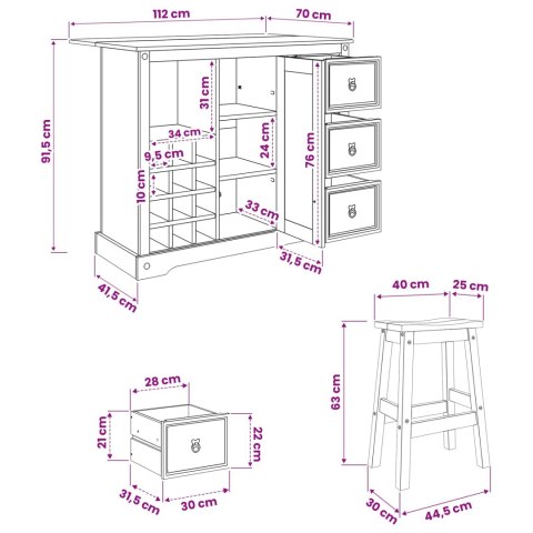 VidaXL Przechowywanie w kuchni 2 pcs Wosk miodowy Lite sosnowe