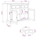 VidaXL Wózek Kuchenny 2 pcs Biały i wosk miodowy 112 x 70 x 91,5 cm