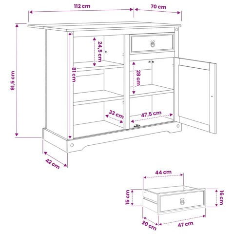 VidaXL Wózek Kuchenny 2 pcs Biały i wosk miodowy 112 x 70 x 91,5 cm