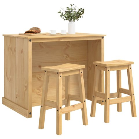 VidaXL Zestaw wysp kuchennych z półką 3 pcs Wosk miodowy Lite sosnowe