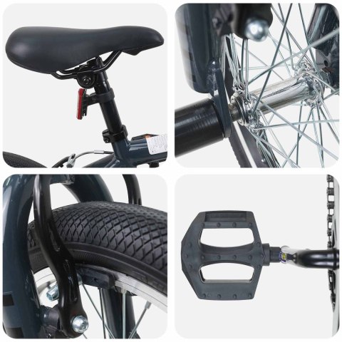 VidaXL BMX 16 Cali dla dzieci w wieku 5-8 lat ciemnoszary