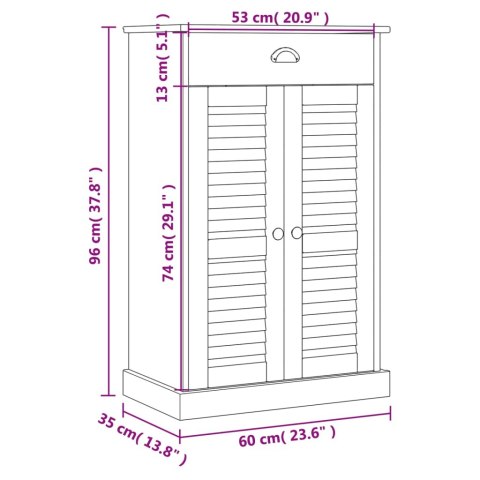 VidaXL Szafka na buty VIGO, szara, 60x35x96 cm, lite drewno sosnowe