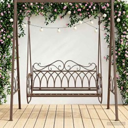 VidaXL Huśtawka Stal 112 x 60 x 126,5 cm Antyk Brązowy