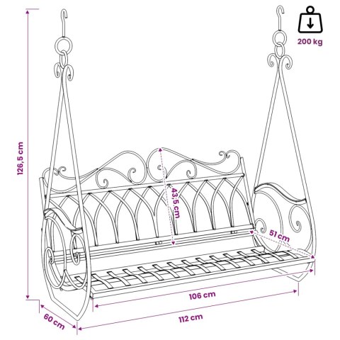 VidaXL Huśtawka Stal 112 x 60 x 126,5 cm Antyk Brązowy