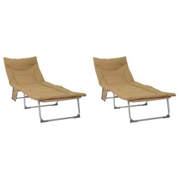 VidaXL Składany leżak słoneczny z poduszką 2 pcs Beżowy
