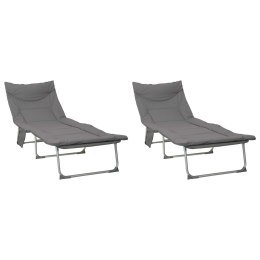 VidaXL Składany leżak słoneczny z poduszką 2 pcs antracytowy