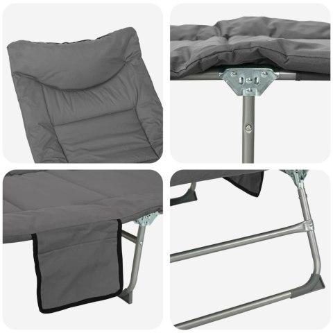 VidaXL Składany leżak słoneczny z poduszką 2 pcs antracytowy