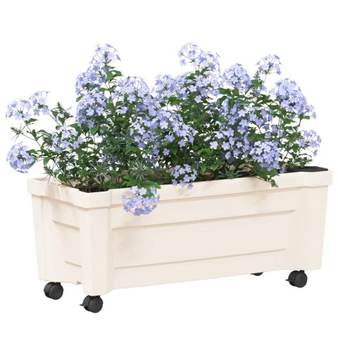 VidaXL Donica Calypso z kółkami Biały 79 x 35 x 33 cm PP