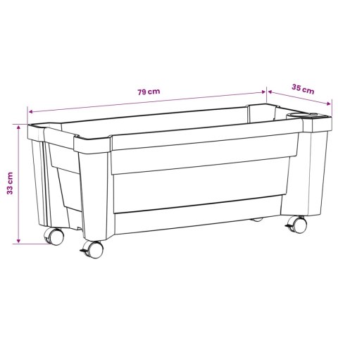 VidaXL Donica Calypso z kółkami Szary 79 x 35 x 33 cm PP