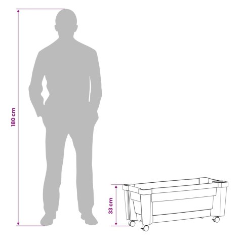 VidaXL Donica Calypso z kółkami Szary 79 x 35 x 33 cm PP