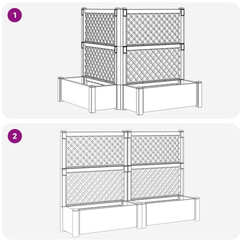 VidaXL Duża doniczka z trelą 2 pcs Szary 143 x 143 x 133,5 cm PP
