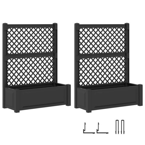 VidaXL Duża doniczka z trelą 2 pcs antracytowy 143 x 143 x 133,5 cm PP