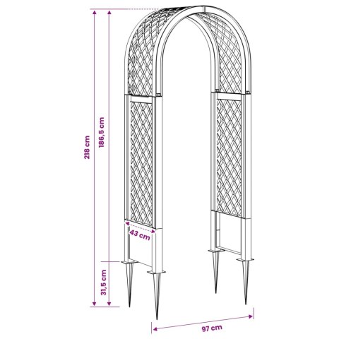 VidaXL Różany łuk z kolcami antracytowy 97 x 43 x 218 cm PP