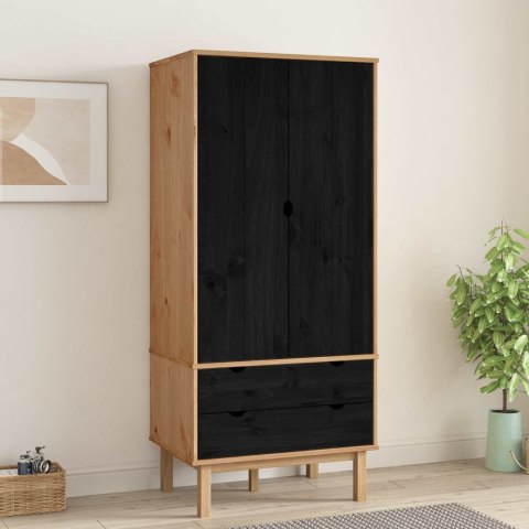 VidaXL Garderoba OTTA Czarny 76,5 x 53 x 172 cm Lite drewno sosnowe