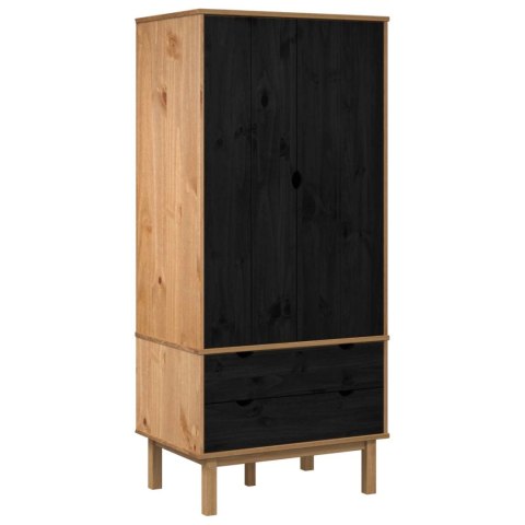 VidaXL Garderoba OTTA Czarny 76,5 x 53 x 172 cm Lite drewno sosnowe