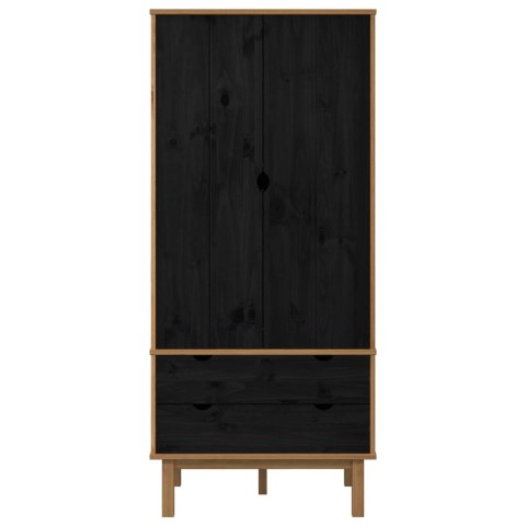 VidaXL Garderoba OTTA Czarny 76,5 x 53 x 172 cm Lite drewno sosnowe