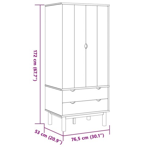 VidaXL Garderoba OTTA Czarny 76,5 x 53 x 172 cm Lite drewno sosnowe