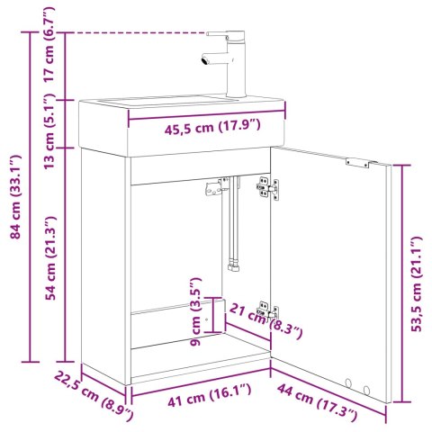 JEDNOSTKA TOALETOWA Z KRANEM BETONOWY SZARA 45,5X22,5X84CM