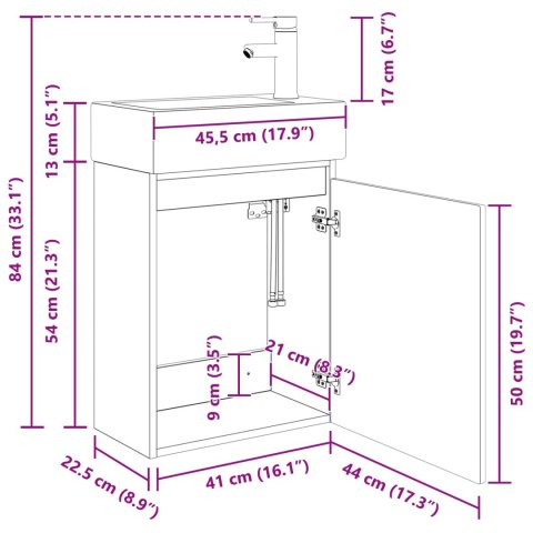 JEDNOSTKA TOALETOWA Z KRANEM BETONOWY SZARA 45,5X22,5X84CM