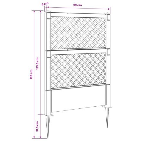 VidaXL Trellis z gwoździem Biały 99 x 6 x 165 cm PP