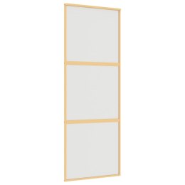 VidaXL Drzwi przesuwne, złote, 76x205 cm, mrożone szkło ESG, aluminium