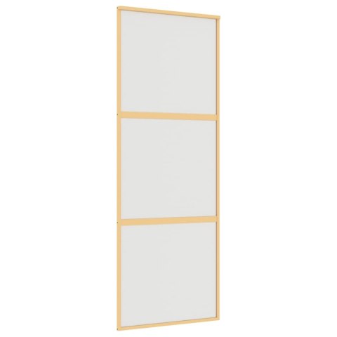 VidaXL Drzwi przesuwne, złote, 76x205 cm, mrożone szkło ESG, aluminium