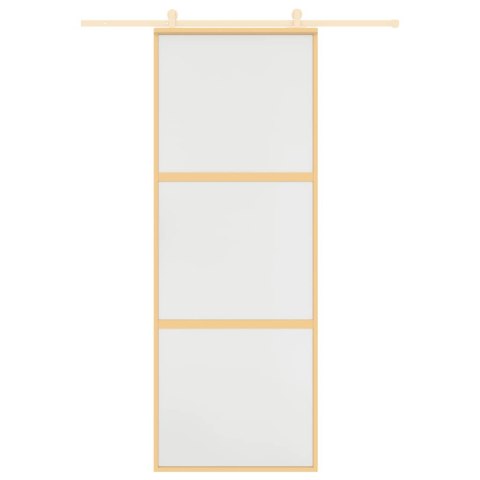 VidaXL Drzwi przesuwne, złote, 76x205 cm, mrożone szkło ESG, aluminium