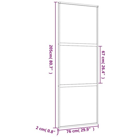 VidaXL Drzwi przesuwne, złote, 76x205 cm, mrożone szkło ESG, aluminium
