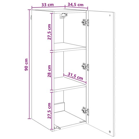 VidaXL Szafka ścienna Betonowy szary 33 x 34,5 x 90 cm