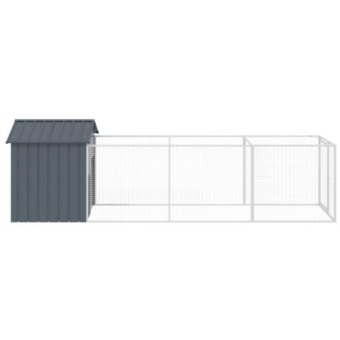 VidaXL Buda dla psa, z dachem, antracytowa, 117x405x123 cm, stal