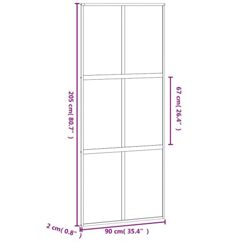 VidaXL Drzwi przesuwne, czarne, 90x205 cm, szkło hartowane, aluminium