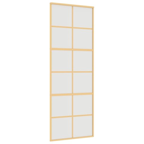 VidaXL Drzwi przesuwne, złote, 76x205 cm, mrożone szkło ESG, aluminium