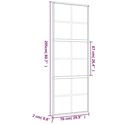 VidaXL Drzwi przesuwne, złote, 76x205 cm, mrożone szkło ESG, aluminium