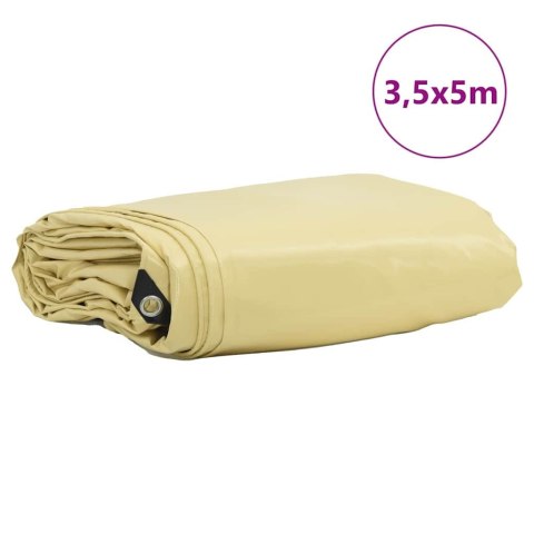 PLANDEKA PŁACHTA 650G/M² BEŻOWY 3,5X5M PŁÓTNO Z POWŁOKĄ PVC