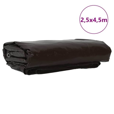 PLANDEKA PŁACHTA 650G/M² BRĄZOWA 2,5X4,5M PŁÓTNO Z POWŁOKĄ PVC