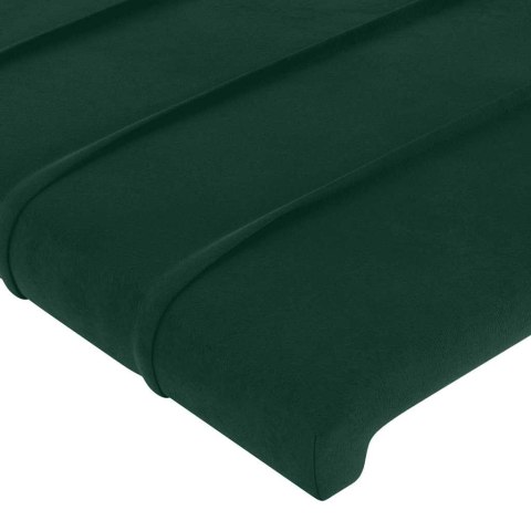 VidaXL Zagłówek do łóżka z LED, ciemnozielony 103x16x118/128cm aksamit