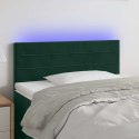 VidaXL Zagłówek do łóżka z LED, ciemnozielony, 90x5x78/88 cm, aksamit