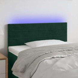 VidaXL Zagłówek do łóżka z LED, ciemnozielony, 90x5x78/88 cm, aksamit